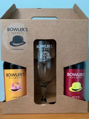 Bowler’s Glass and Two Beers Gift Box